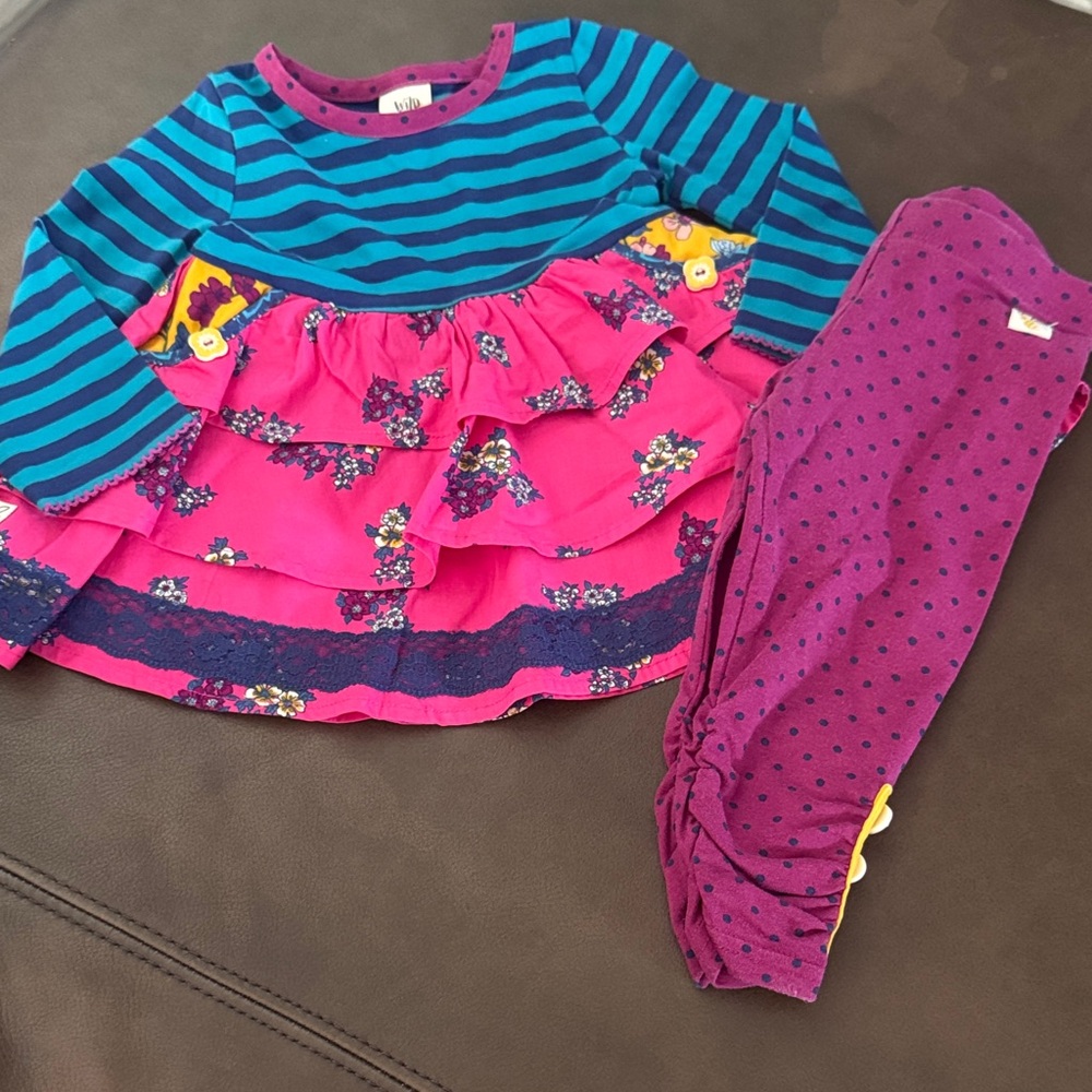 Wildflowers Striped Blue and Pink Floral Kids Matching Set